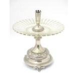 A late 19thC / early 20thC silver plate and glass centre piece with provision for epergne glass