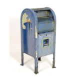 US Mail: a mid 20thC American postal box, in blue painted finish, 50" tall, 20" wide, 22" deep