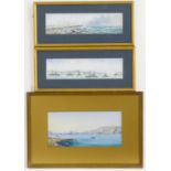 D'Esposito, 19th / 20th century, Watercolours and gouaches, Three Malta harbour scenes, The