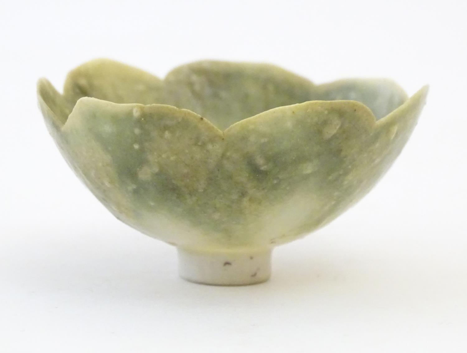 An Arts & Crafts miniature footed bowl formed as a flower with petal detail. Marked with monogram - Image 4 of 5