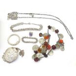 Assorted jewellery etc including Indian white metal necklaces etc, prayer pendant etc Please