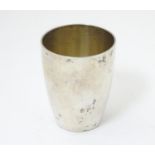 A German .800 silver spirit cup / tot cup. Marked under, possibly by Lutz & Weiss of Pforzheim.