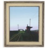 Laurence Roche, 20th century, Acrylic on board, Branch Line Junction, A view of a railway line.