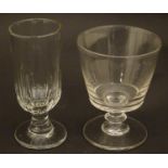 Drinking glasses : A 19thC glass rummer together with a fluted ale glass. Tallest approx 5 1/4" (