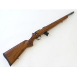 Rimfire rifle: a CZ '455' .22LR bolt action rifle, with 17 1/2" weighted carbine barrel (threaded