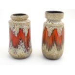 Two West German vases designed by Scheurich Lora. Marked under. Largest approx. 8 3/4" high (2)