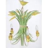 A 5-branch pendant light fitting / electrolier formed as a wheat sheaf Approx 21" high Please Note -