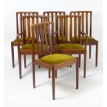 Vintage retro, mid-century: a set of 6 (4+2) teak upholstered dining chairs, each 35" tall, 19"