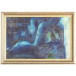 N. Norton, 20th century, Mixed Media on board, Blue Nude. Signed lower right. Approx. 15 1/2" x 23