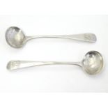 A pair of Geo III silver old English pattern salt spoons, hallmarked London 1811 maker TS. 4" long