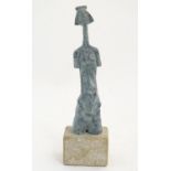 A 20thC Hungarian limited edition cast bronze sculpture, Idol II, no. 1/10, on a stone base, by