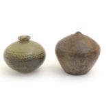 Two assorted squat vases comprising a studio pottery example, with incised W maker's mark under; and