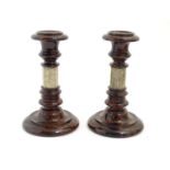 A pair of Continental turned marble candlesticks. Approx. 8 1/2" high (2) Please Note - we do not