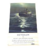 A British Railways Marine travel poster, Heysham for Belfast & Northern Ireland, Overnight in