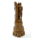 A 20thC carved wooden sculpture titled Tragic Muse to base, monogrammed TD and dated 1971 to side.