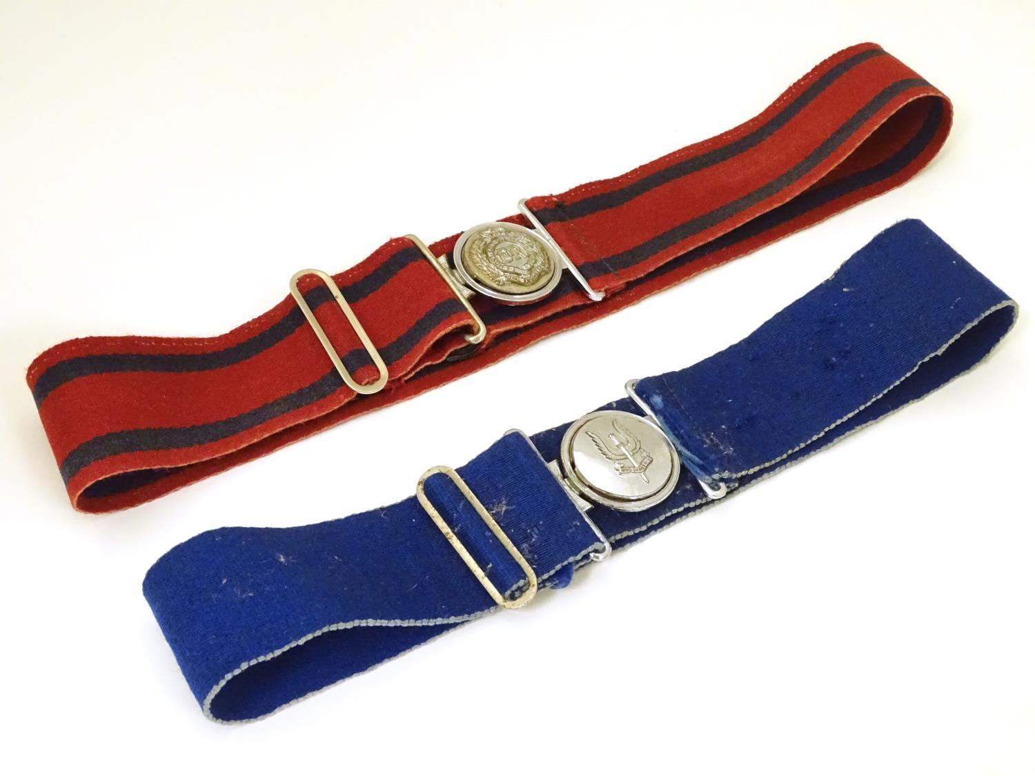 Militaria: two mid to late 20thC British Army dress uniform belts, each with regimental coloured - Image 3 of 7
