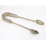Victorian silver fiddle pattern sugar tongs. Hallmarked London 1849 maker John Le Gallais. Approx.