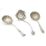 Three various silver plated sifter spoons. Approx 5 1/2" long. (3) Please Note - we do not make