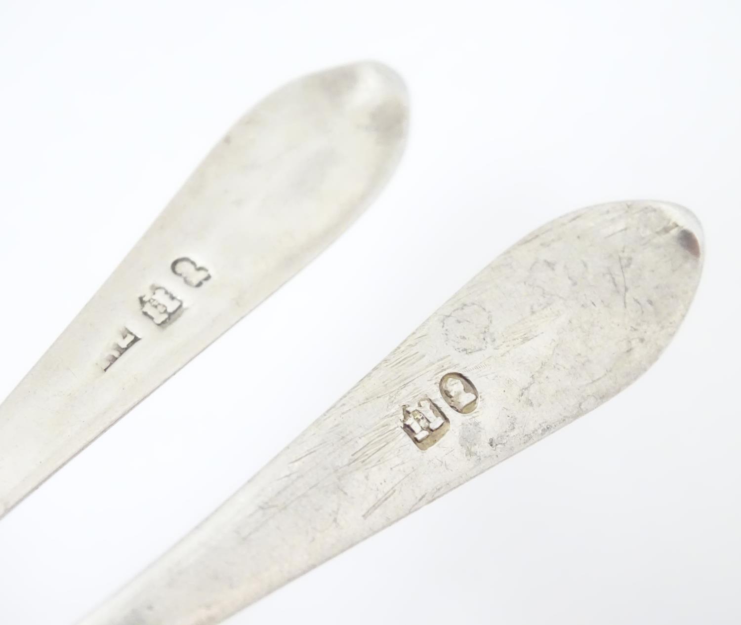 Two Geo III Scottish Celtic point teaspoons with bright cut decoration 5 1/4" long Please Note - - Image 3 of 8