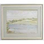 David Ruffle, 20th century, Watercolour, View from The Rocks, River Deben, Suffolk. Signed, titled