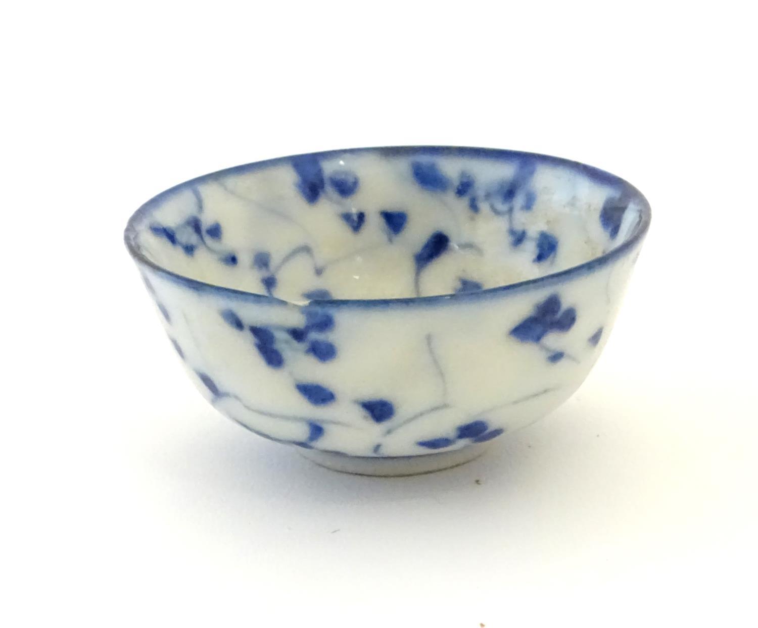 Three assorted Oriental blue and white wares to include sake cup, tea bowls etc. Character marks - Image 8 of 12