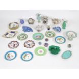 A quantity of assorted 19thC and later ceramics to include a Wedgwood cabbage plate, Royal Crown