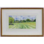 20th century, English School, Watercolour, Sunningdale golf club. Approx. 5 3/4" x 11 3/4" Please