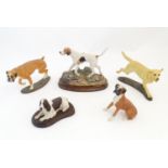 A quantity of Border Fine Arts models of dogs comprising a Liver/White Spaniel, no. BO 499A, Fawn
