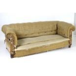 A late 19thC / early 20thC Chesterfield style sofa for reupholstery. 76" long. Please Note - we do