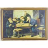 After Carl Schleicher, 20th century, Continental School, Oil on canvas, Rabbi's discussing the