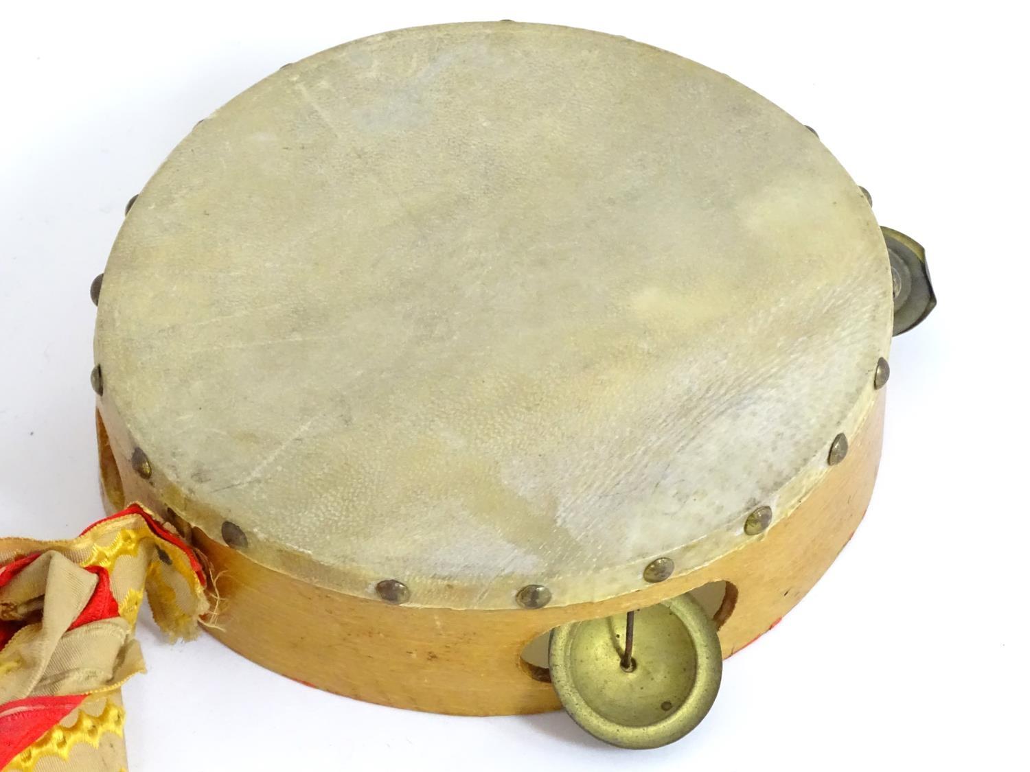 Musical Instrument: a mid 20thC Zim Gar conga drum, 21 tall , together with a small tambourine - Image 5 of 7