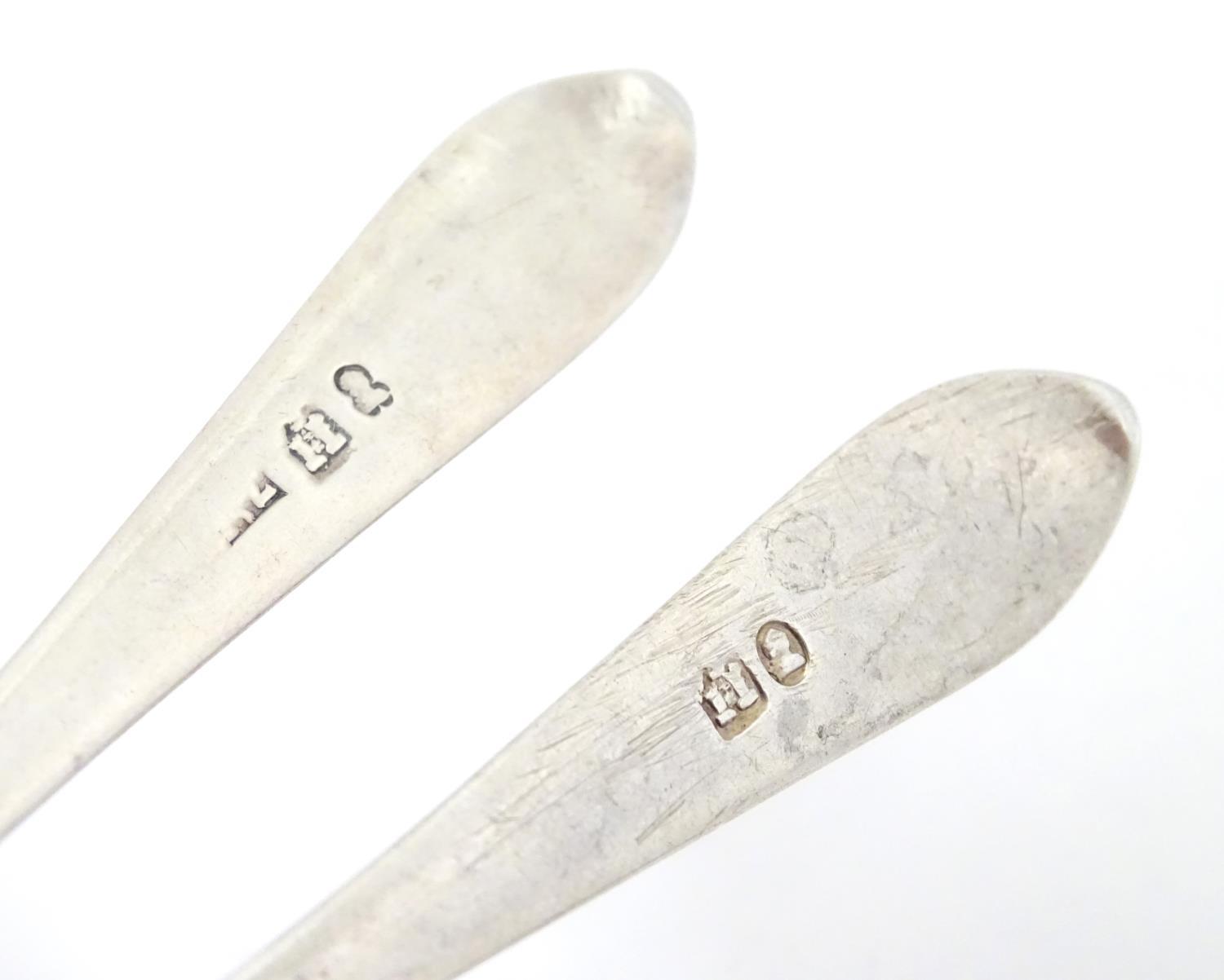 Two Geo III Scottish Celtic point teaspoons with bright cut decoration 5 1/4" long Please Note - - Image 4 of 8