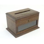 A Victorian country house correspondence / letter box, the hinged top with letter slot and applied