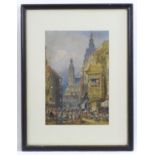 Manner of William Callow (1812-1908), 19th century, Watercolour, A Continental market square with