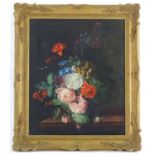 After Jan van Doust (1794-1846), Dutch School, Oil on canvas, A still life study of flowers on a