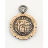An early to mid 20thC hallmarked silver and gilt pendant fob snooker medal, 1" in diameter Please