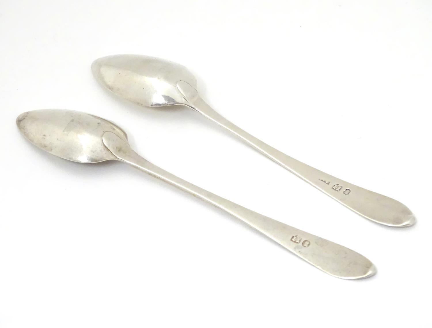 Two Geo III Scottish Celtic point teaspoons with bright cut decoration 5 1/4" long Please Note - - Image 2 of 8