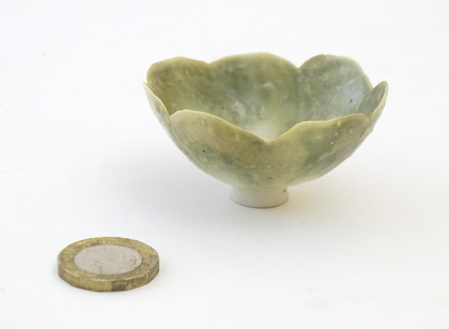 An Arts & Crafts miniature footed bowl formed as a flower with petal detail. Marked with monogram - Image 5 of 5