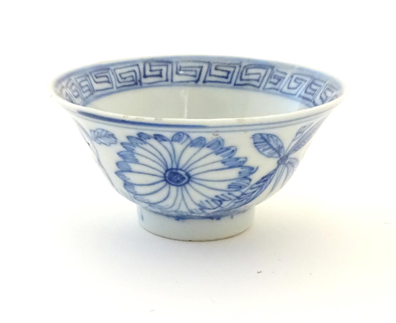 Three assorted Oriental blue and white wares to include sake cup, tea bowls etc. Character marks - Image 5 of 12