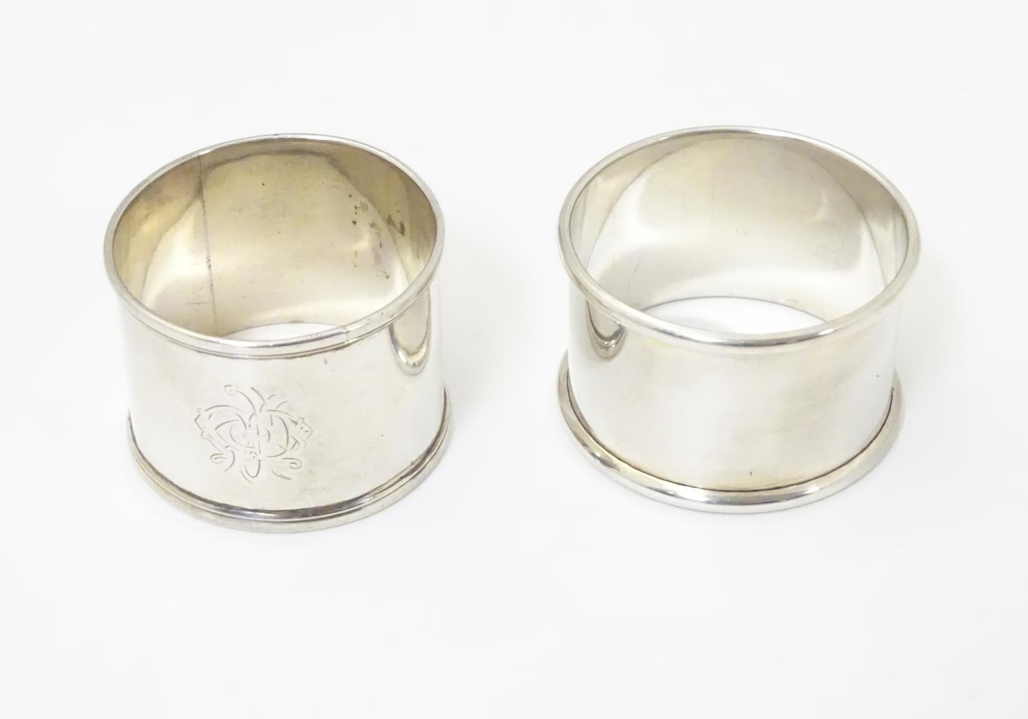Two silver napkin rings, one hallmarked London 1844, the other Birmingham 1986 (2) Please Note - - Image 6 of 6