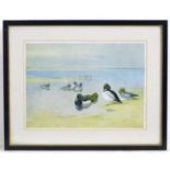 After Archibald Thornburn (1860-1935), Colour print, Ducks in shallow water. Facsimile signature and