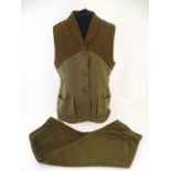 Sporting / Country pursuits: A ladies Laksen tweed gilet in UK size 14 and ladies moleskin breeks in