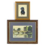 Pascal Farrell, 20th century, Watercolour, A portrait of a dachshund / sausage dog. Signed lower