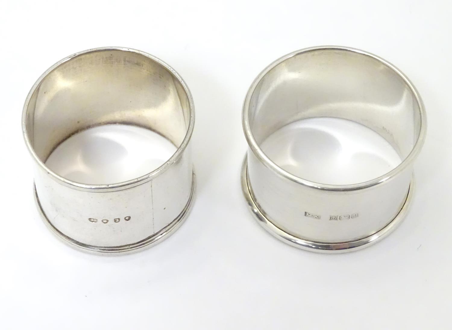 Two silver napkin rings, one hallmarked London 1844, the other Birmingham 1986 (2) Please Note - - Image 3 of 6