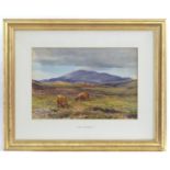 John J. Richardson, 19th century, English School, Watercolour, Cattle in a highland landscape.