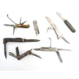 7 assorted penknives, some Military: a 1952 Military combination penknife (4 blades), Hapo Werke