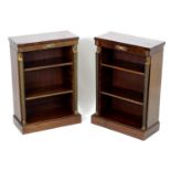 A pair of early 20thC Empire style mahogany bookcases, each having three shelves, gilt mounts and