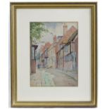 Monogramed EK, 20th century, English School, Watercolour, Mermaid Street, Rye. An East Sussex street