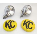 Vintage cars, motoring: a pair of KC Hilites chromium automotive spotlights with covers, each 6"