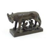 A 19thC Grand Tour style bronze model after the Capitoline Wolf with Romulus, Remus and the She-